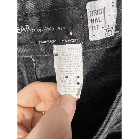Rocawear Jeans Mens 36x30 Black Straight Leg Original Fit Denim 90s Skater Y2K - Picture 12 of 12
